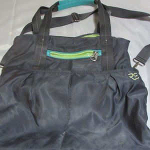Rare Earth travel tote, light gray w/teal and lime green accents